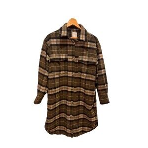 H&M Olive plaid shacket Size S